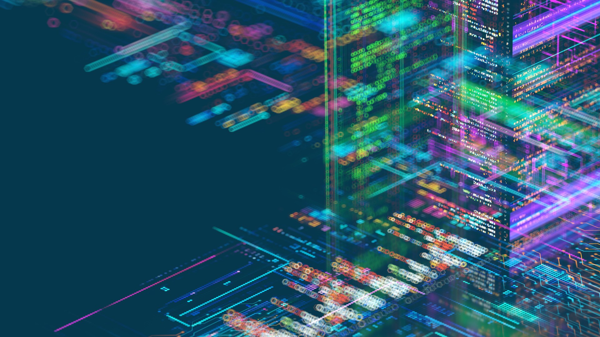 Machine Learning Concepts. Digital transformation and big data.  AI - Artificial Intelligence - concept CPU quantum computing.